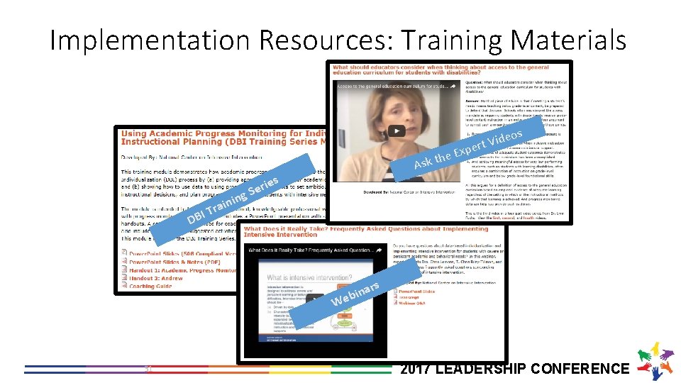 Implementation Resources: Training Materials os ide V t r xpe E e th Ask