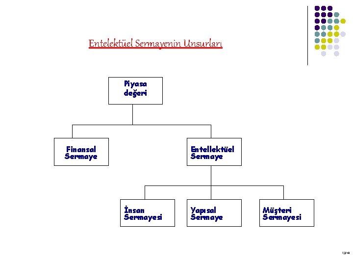 Entelektüel Sermayenin Unsurları Piyasa değeri Finansal Sermaye Entellektüel Sermaye İnsan Sermayesi Yapısal Sermaye Müşteri
