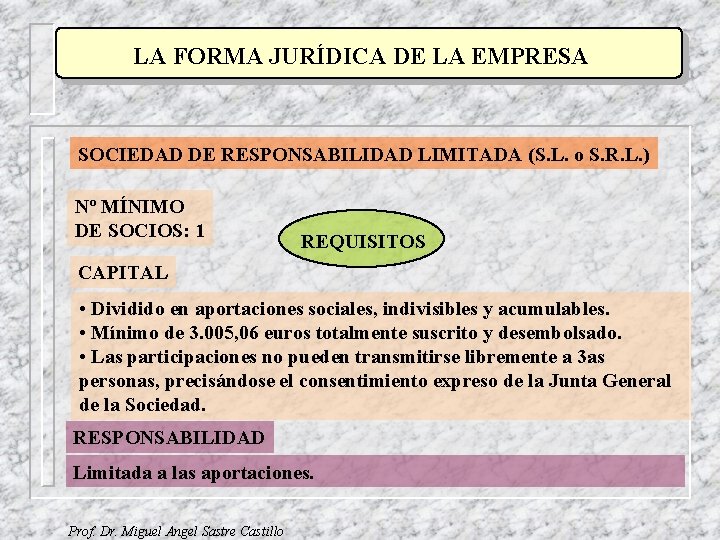 LA FORMA JURÍDICA DE LA EMPRESA SOCIEDAD DE RESPONSABILIDAD LIMITADA (S. L. o S.