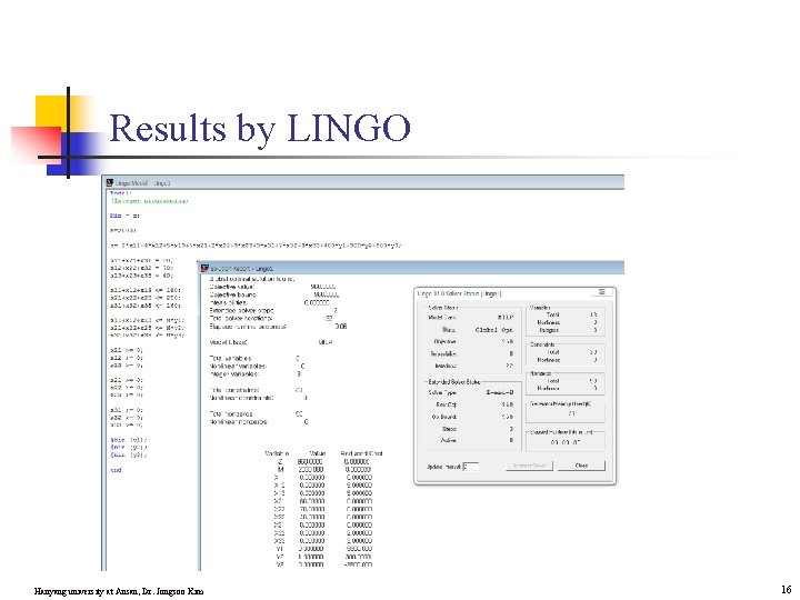 Results by LINGO Hanyang university at Ansan, Dr. Jongsoo Kim 16 