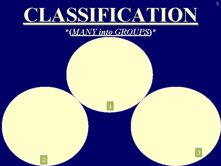 CLASSIFICATION *(MANY into GROUPS)* 1 3 2 5 