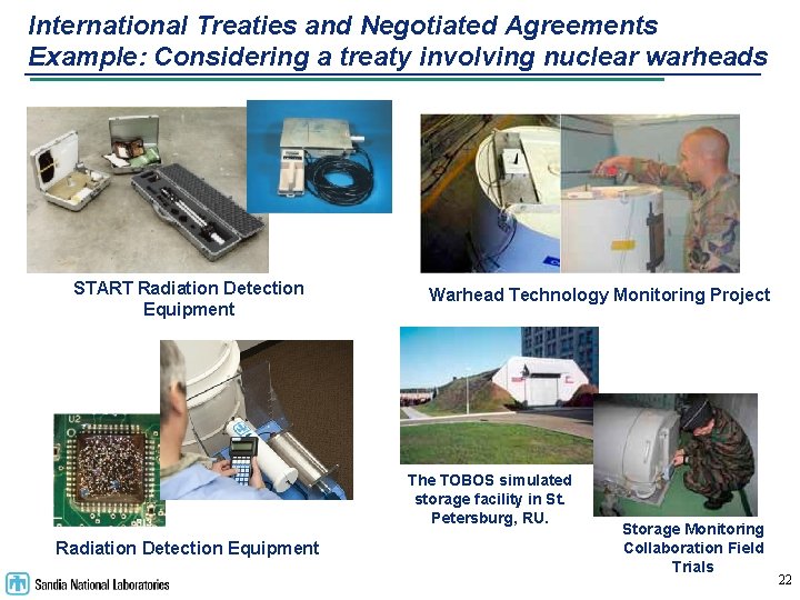 International Treaties and Negotiated Agreements Example: Considering a treaty involving nuclear warheads START Radiation