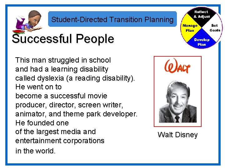 Student-Directed Transition Planning Successful People This man struggled in school and had a learning