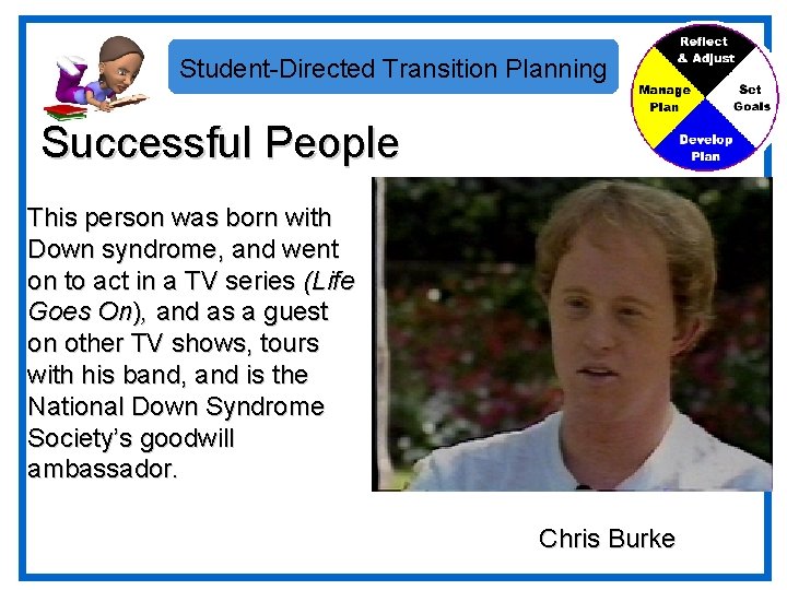 Student-Directed Transition Planning Successful People This person was born with Down syndrome, and went