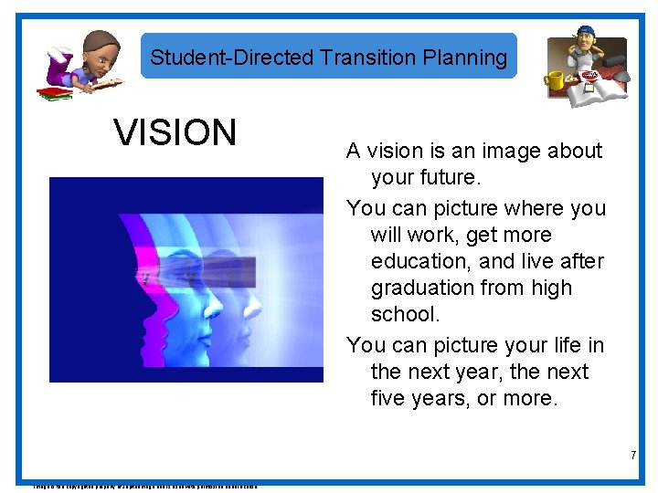 Student-Directed Transition Planning VISION A vision is an image about your future. You can