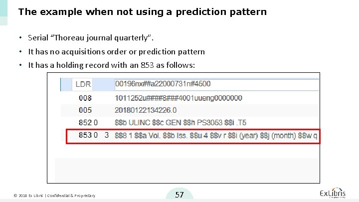 The example when not using a prediction pattern • Serial “Thoreau journal quarterly”. •