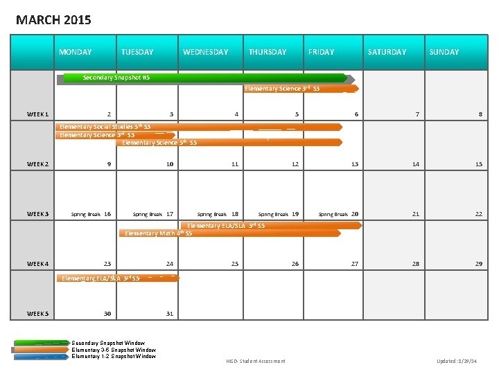 MARCH 2015 MONDAY TUESDAY WEDNESDAY THURSDAY FRIDAY SATURDAY SUNDAY Secondary Snapshot #5 Elementary Science MARCH 2015 MONDAY TUESDAY WEDNESDAY THURSDAY FRIDAY SATURDAY SUNDAY Secondary Snapshot #5 Elementary Science