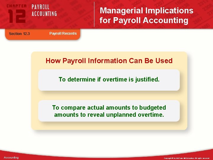 Managerial Implications for Payroll Accounting Section 12. 3 Payroll Records How Payroll Information Can