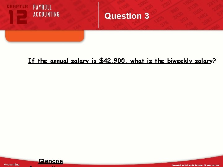 Question 3 If the annual salary is $42, 900, what is the biweekly salary?