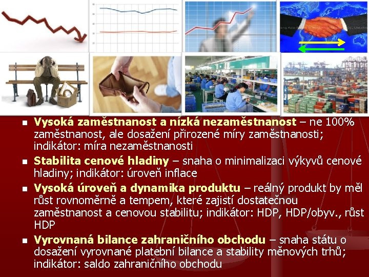 Cíle hospodářské politiky n n „Hospodářská politika vlády ČR je zaměřena na podporu růstu,