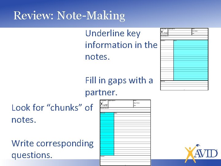 Review: Note-Making Underline key information in the notes. Fill in gaps with a partner.