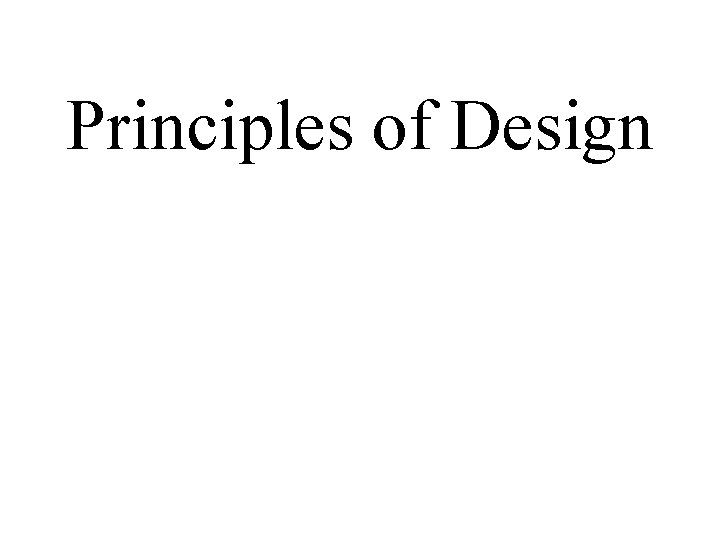 Principles of Design 