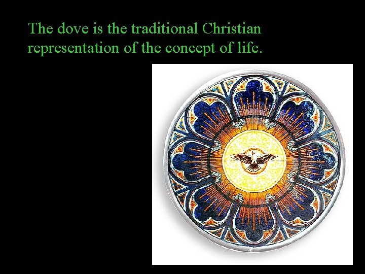 The dove is the traditional Christian representation of the concept of life. 