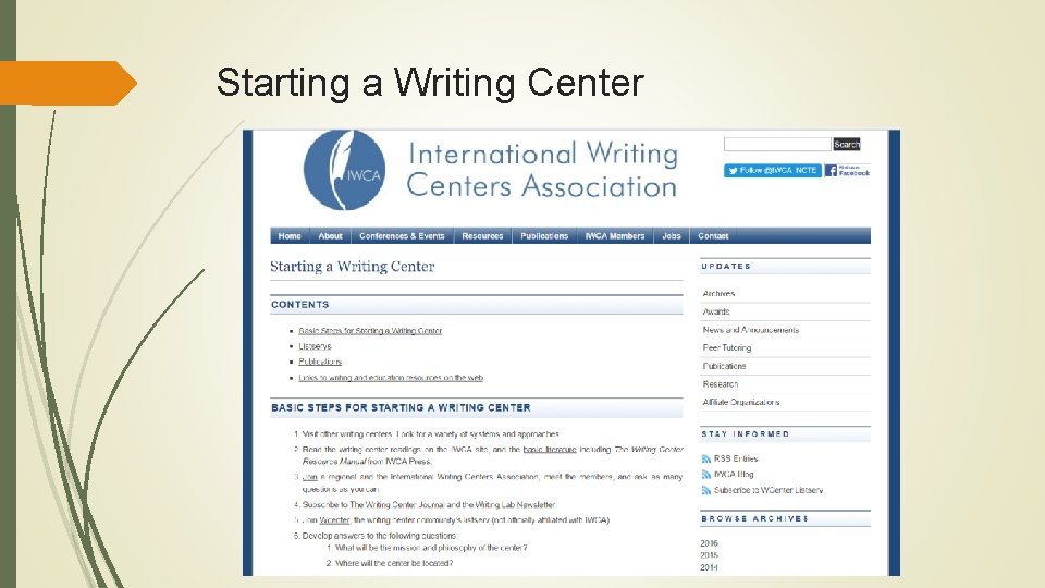 Starting a Writing Center Starting a Writing Center