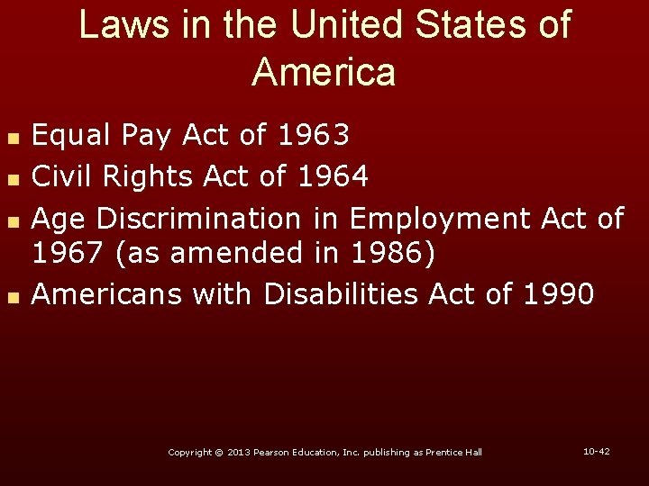 Laws in the United States of America n n Equal Pay Act of 1963