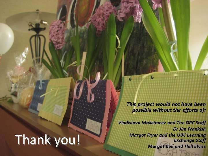 This project would not have been possible without the efforts of: Thank you! Vladislava