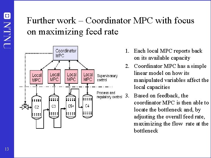 Further work – Coordinator MPC with focus on maximizing feed rate 1. Each local Further work – Coordinator MPC with focus on maximizing feed rate 1. Each local