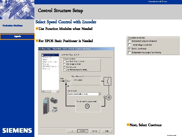 Automation and Drives Control Structure Setup Production Machines Agenda Select Speed Control with Encoder