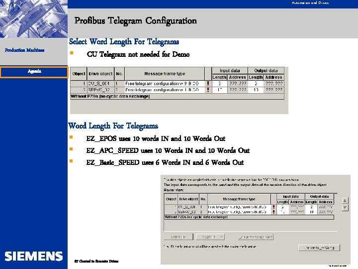 Automation and Drives Profibus Telegram Configuration Production Machines Select Word Length For Telegrams §