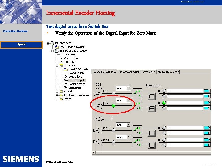 Automation and Drives Incremental Encoder Homing Production Machines Test digital Input from Switch Box