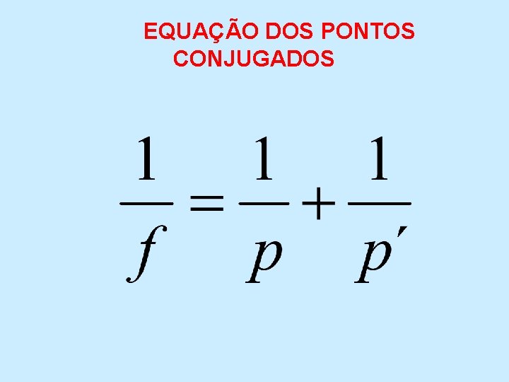 EQUAÇÃO DOS PONTOS CONJUGADOS 