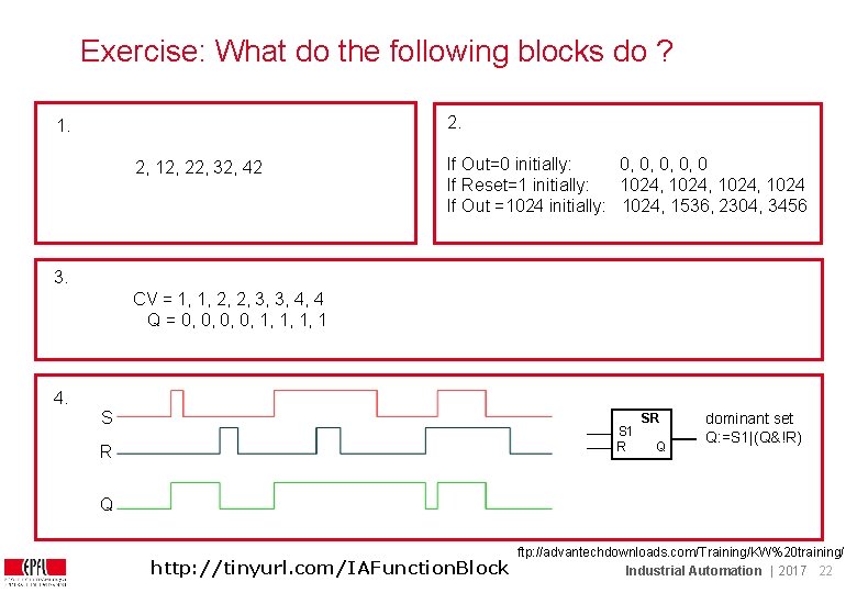 Exercise: What do the following blocks do ? 2. 1. 2, 12, 22, 32, Exercise: What do the following blocks do ? 2. 1. 2, 12, 22, 32,