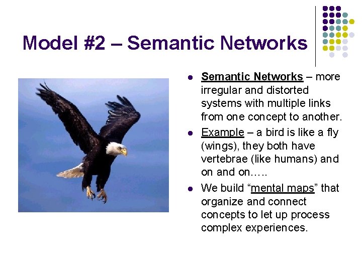 Model #2 – Semantic Networks l l l Semantic Networks – more irregular and