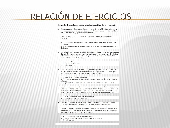 RELACIÓN DE EJERCICIOS 