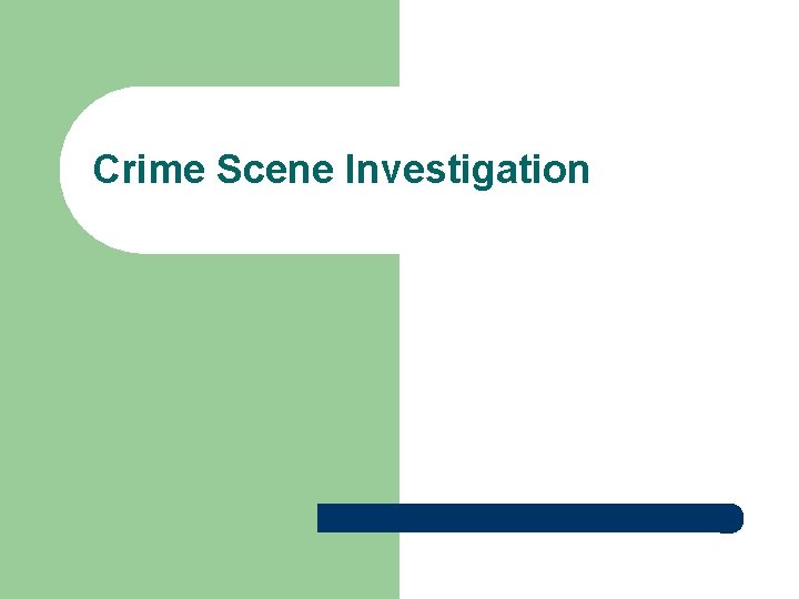 Crime Scene Investigation Crime Scene Investigation