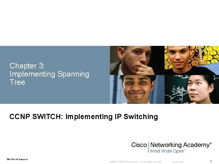Chapter 3: Implementing Spanning Tree CCNP SWITCH: Implementing IP Switching SWITCH v 6 Chapter