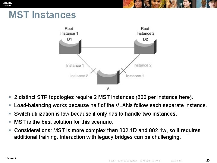 MST Instances § § § 2 distinct STP topologies require 2 MST instances (500