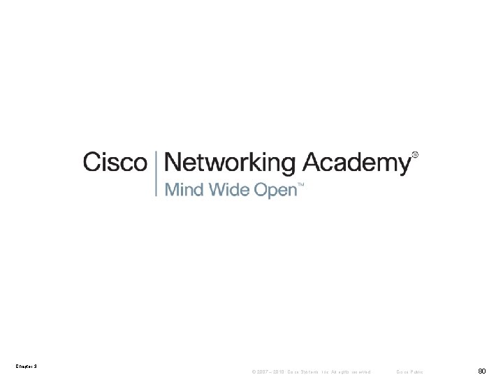 Chapter 3 © 2007 – 2010, Cisco Systems, Inc. All rights reserved. Cisco Public