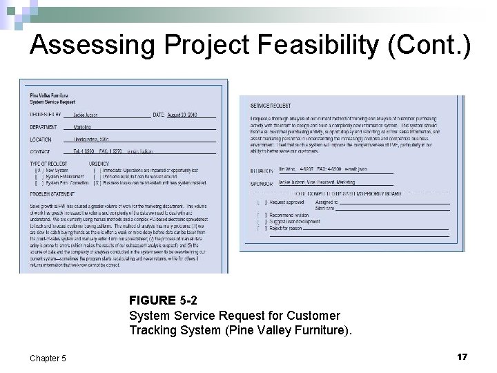 Assessing Project Feasibility (Cont. ) FIGURE 5 -2 System Service Request for Customer Tracking