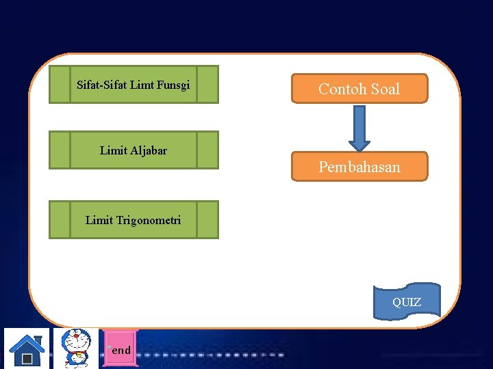 Sifat-Sifat Limt Funsgi Contoh Soal Limit Aljabar Pembahasan Limit Trigonometri QUIZ end 