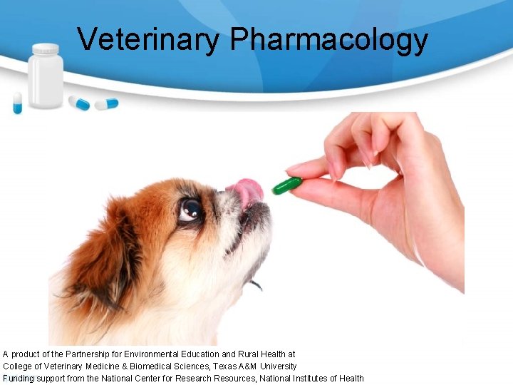 Veterinary Pharmacology A product of the Partnership for Environmental Education and Rural Health at