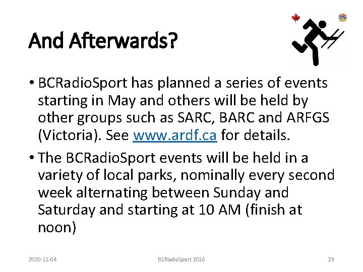 And Afterwards? • BCRadio. Sport has planned a series of events starting in May