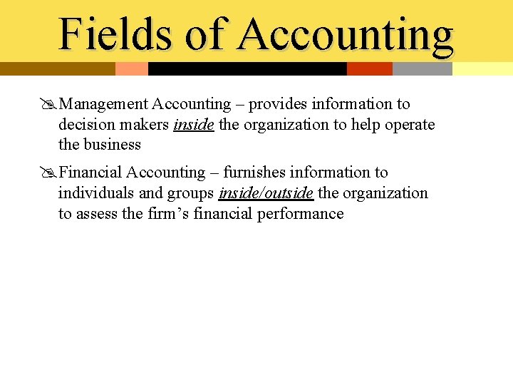 The Role Of Accounting In Business Chapter Objectives