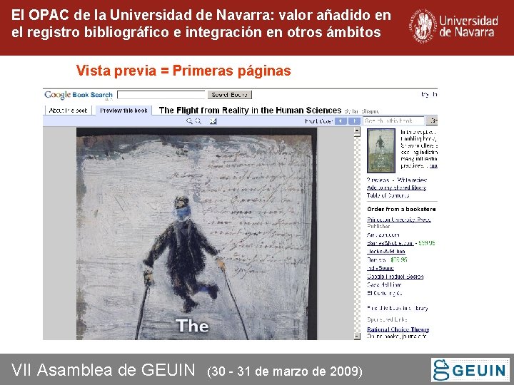 El OPAC de la Universidad de Navarra: valor añadido en el registro bibliográfico e El OPAC de la Universidad de Navarra: valor añadido en el registro bibliográfico e