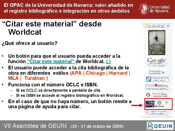 El OPAC de la Universidad de Navarra: valor añadido en el registro bibliográfico e El OPAC de la Universidad de Navarra: valor añadido en el registro bibliográfico e