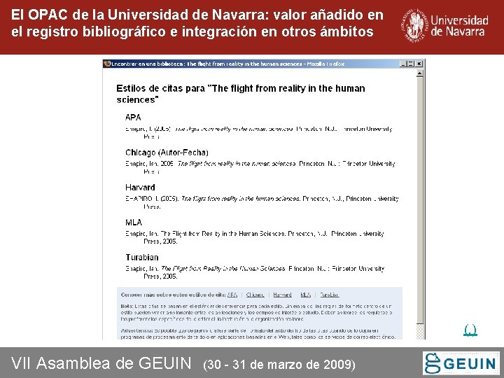 El OPAC de la Universidad de Navarra: valor añadido en el registro bibliográfico e El OPAC de la Universidad de Navarra: valor añadido en el registro bibliográfico e