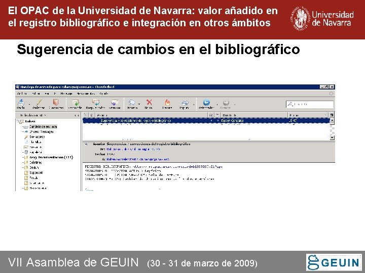 El OPAC de la Universidad de Navarra: valor añadido en el registro bibliográfico e El OPAC de la Universidad de Navarra: valor añadido en el registro bibliográfico e