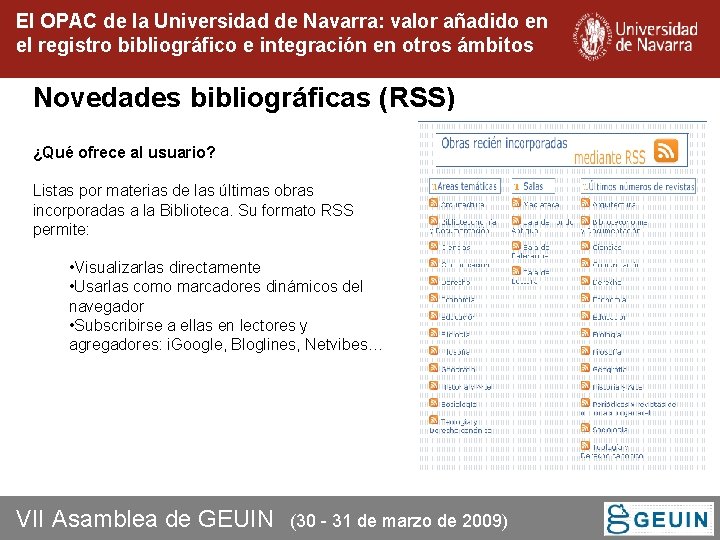 El OPAC de la Universidad de Navarra: valor añadido en el registro bibliográfico e El OPAC de la Universidad de Navarra: valor añadido en el registro bibliográfico e