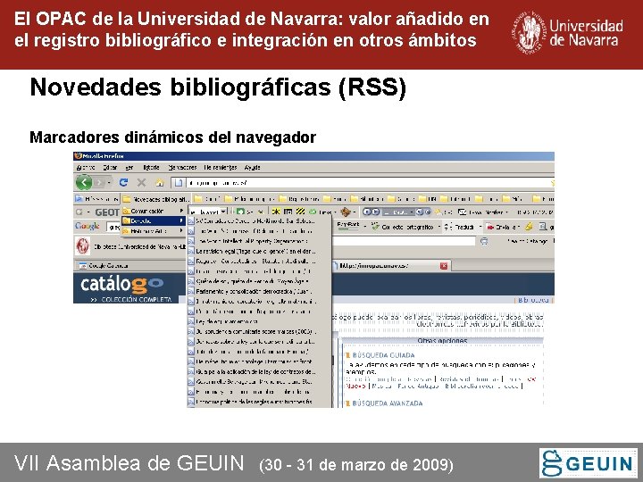 El OPAC de la Universidad de Navarra: valor añadido en el registro bibliográfico e El OPAC de la Universidad de Navarra: valor añadido en el registro bibliográfico e