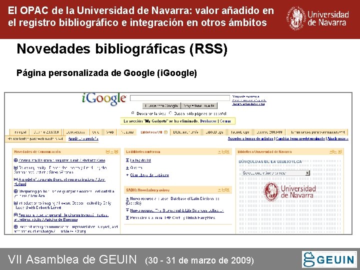 El OPAC de la Universidad de Navarra: valor añadido en el registro bibliográfico e El OPAC de la Universidad de Navarra: valor añadido en el registro bibliográfico e