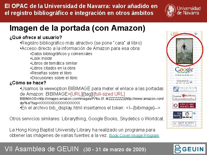 El OPAC de la Universidad de Navarra: valor añadido en el registro bibliográfico e El OPAC de la Universidad de Navarra: valor añadido en el registro bibliográfico e