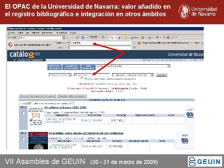 El OPAC de la Universidad de Navarra: valor añadido en el registro bibliográfico e El OPAC de la Universidad de Navarra: valor añadido en el registro bibliográfico e