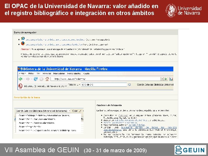 El OPAC de la Universidad de Navarra: valor añadido en el registro bibliográfico e El OPAC de la Universidad de Navarra: valor añadido en el registro bibliográfico e