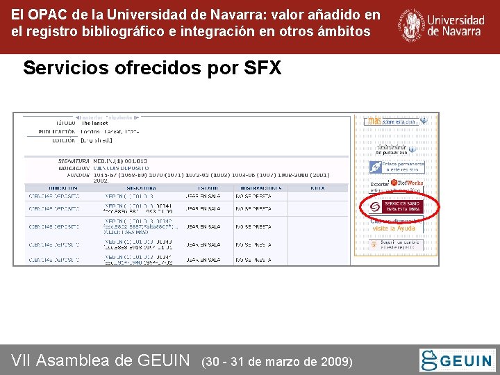 El OPAC de la Universidad de Navarra: valor añadido en el registro bibliográfico e El OPAC de la Universidad de Navarra: valor añadido en el registro bibliográfico e