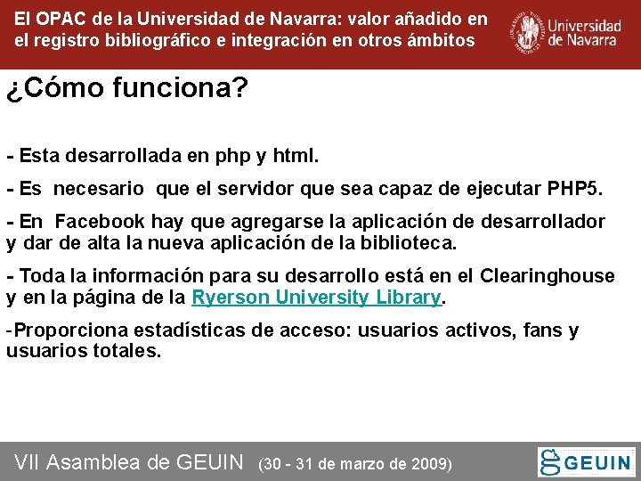 El OPAC de la Universidad de Navarra: valor añadido en el registro bibliográfico e El OPAC de la Universidad de Navarra: valor añadido en el registro bibliográfico e