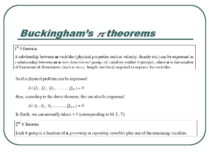 Buckingham’s theorems 